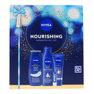Nivea Moisturized Beautiful Skin Set containing skin conditioner, shower gel and sponge for daily cleansing, moisturising and soft smooth skin presented in a premium beauty gift set, original Nivea Moisturized Beautiful Skin Set available from Asset Pharmacy