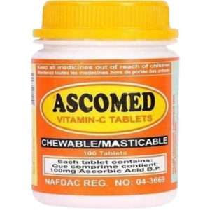 Ascomed Vitamin C 100 Tablets vitamin C supplement for immune system support antioxidant protection collagen formation and daily wellness maintenance in Nigeria pharmacy