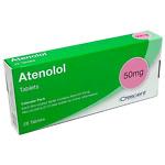 A blister pack containing 28 Atenolol 50mg tablets, each in a separate compartment. The tablets are white and round, with clear labeling on the packaging indicating 'Atenolol 50mg Tablets' and dosage information. The blister pack is neatly arranged, offering a convenient one-month supply