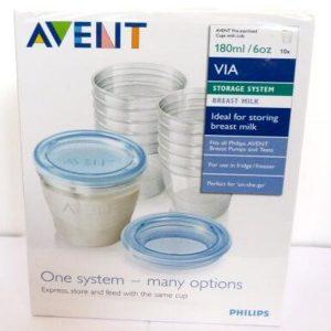 Avent Breast Milk Storage Cups & Lids Reusable, 10 X 180ml