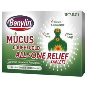 Benylin Mucus Cough & Cold All In One Relief Tablets, 16 Tablets