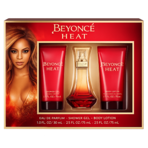 Beyonce Heat Gift Set women's luxury fragrance and body care gift set featuring Beyonce Heat perfume with matching body care products presented in an elegant gift box, original Beyonce Heat Gift Set available from Asset Pharmacy