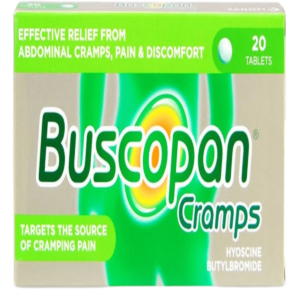 Buscopan Cramps 20 Tablets for stomach cramps abdominal pain and spasm relief in Nigeria pharmacy