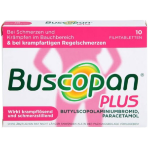Buscopan Plus 10 Tablets for stomach cramps abdominal pain and digestive discomfort relief in Nigeria pharmacy