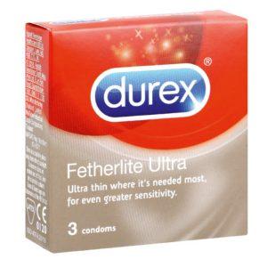 Durex Fetherlite Ultra Thin Feel Condoms, 3 Condoms