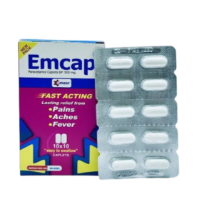 Emcap Tablets 100 tablets for pain relief headaches and fever support in Nigeria pharmacy