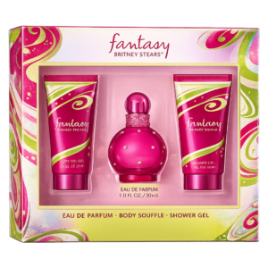 Fantasy Britney Spears Gift Set women's fragrance and body care gift set featuring the official Britney Spears Fantasy perfume with matching body care products in an elegant gift box, original Fantasy Britney Spears Gift Set available from Asset Pharmacy