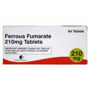 Ferrous Fumarate 210mg Tablets 84 Tablets iron supplement formulated to support normal red blood cell formation, healthy haemoglobin production, normal oxygen transport and energy-yielding metabolism, original Ferrous Fumarate 210mg Tablets available from Asset Pharmacy