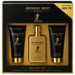 George Best Gold Gift Set men's fragrance and body care gift set featuring George Best Gold eau de toilette with matching grooming products in a premium gift box, original George Best Gold Gift Set available from Asset Pharmacy