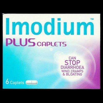 Imodium Plus Caplets 6 Tablets for diarrhoea relief abdominal cramps bloating control and digestive support in Nigeria pharmacy