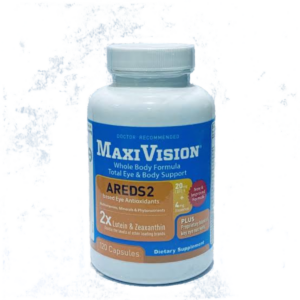 Maxivision Eye Vision Capsules 120 Capsules dietary eye health supplement formulated to support normal vision, retinal wellbeing and antioxidant protection, genuine Maxivision eye supplement available from Asset Pharmacy Nigeria
