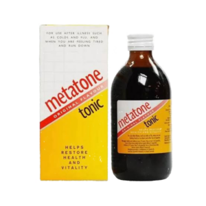 Metatone Tonic 300ml restorative liquid vitamin and mineral tonic formulated to support recovery from tiredness, weakness and loss of vitality during or after illness, containing Vitamin B1 and mineral glycerophosphates, genuine Metatone Original Flavour tonic available from Asset Pharmacy Nigeria