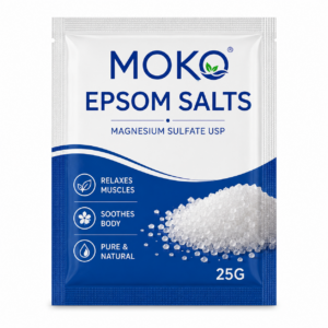 Moko Epsom Salts 25g magnesium sulphate crystals for muscle relaxation bath soak relief of aches and minor sprains in Nigeria pharmacy