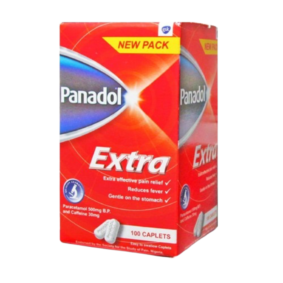 Panadol Extra Pain Relief Caplets for headache fever and body pain relief in Nigeria pharmacy