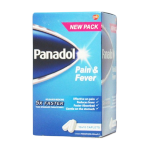 Panadol Pain and Fever Caplets for headache fever and body pain relief in Nigeria pharmacy