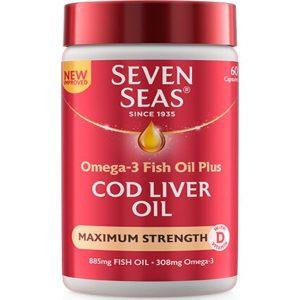 Seven Seas Cod Liver Oil Max Strength, 60 Capsules