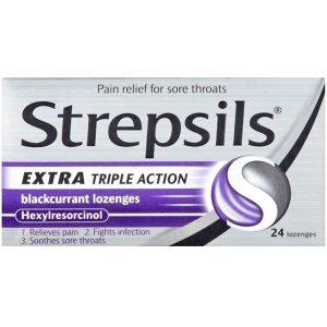 Strepsils Extra Triple Action Blackcurrant Lozenges