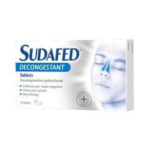 Sudafed Decongestant Tablets - Pseudoephedrine 60mg, 12 Tablets