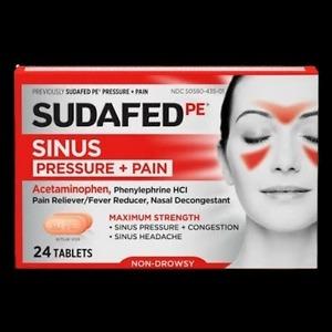 Sudafed Sinus Pressure and Pain Tablets 24 Tablets for sinus relief and respiratory wellness support in Nigeria pharmacy