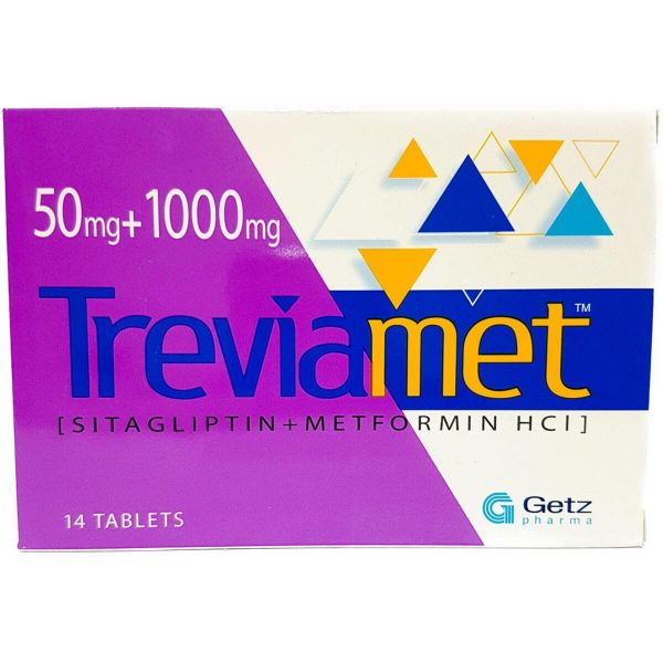 Treviamet 50mg 1000mg Tablets - Sitagliptin Metformin, 14 Tablets