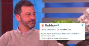 Ellen presenting Jimmy Kimmel with a surprise for his son is super emotional 21