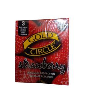 Gold Circle Strawberry Condoms, 3 Condoms