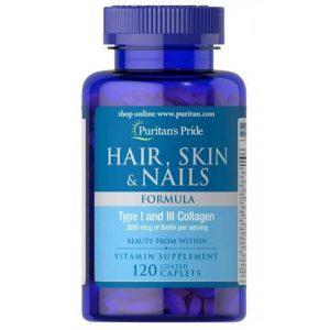 Puritans Pride Hair Skin Nails, 60 Caplets