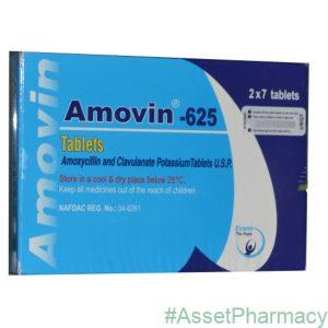 Amovin 625mg Tablets - Co-amoxiclav, 14 Tablets