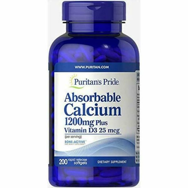 Puritan's Pride Absorbable Calcium 1200mg Plus Vitamin D3 25mcg, 100