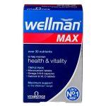 Vitabiotics Wellman Max Tablets, 84 Tablets – complete daily multivitamin pack for men, including micronutrients, omega-3, and co-Q10 for energy, immunity, and overall health.