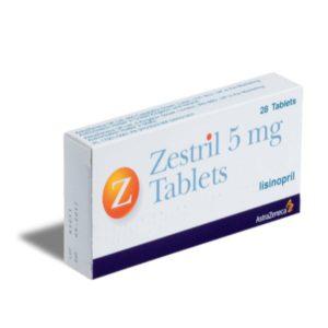 Zestril 5mg Tablets - Lisinopril, 28 Tablets