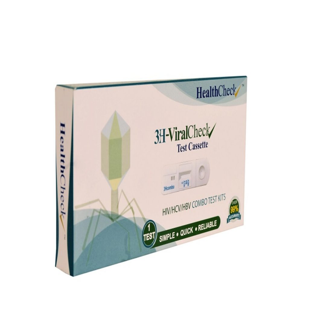HealthCheck 3H-ViralCheck Test Cassette Triple Viral Combo Test kit for rapid detection of multiple viral infections, professionally packaged diagnostic cassette for home, pharmacy and clinical use in Nigeria. High-quality lateral flow rapid test device designed for fast screening with clear result window, individually sealed sterile cassette, supporting early viral detection, healthcare monitoring and reliable point-of-care testing