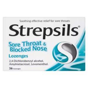 Strepsils Sore Throat and Blocked Nose Lozenges, 36 Lozenges