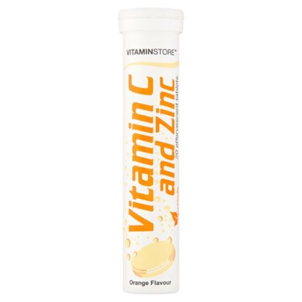 Vitamin C and Zinc Effervescent Tablets Orange Flavour, 20 Tablets