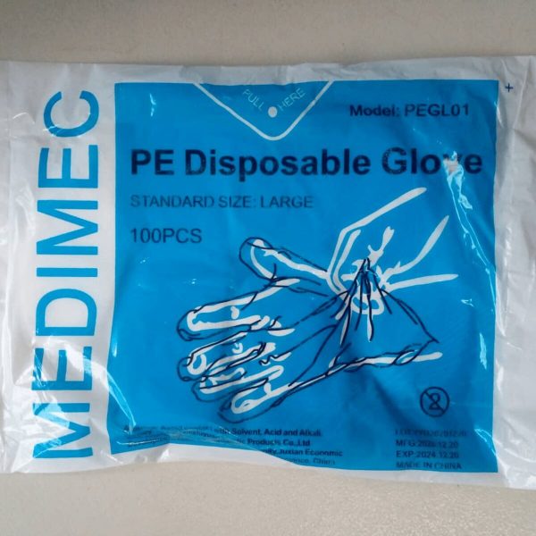 Medimec PE Disposable Gloves, 100 Gloves