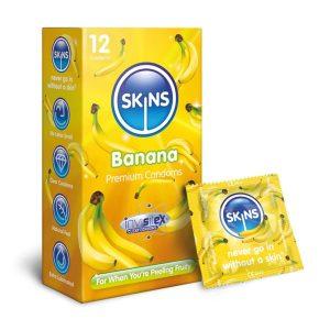 Skins Condoms - Banana Flavour, 12 Condoms