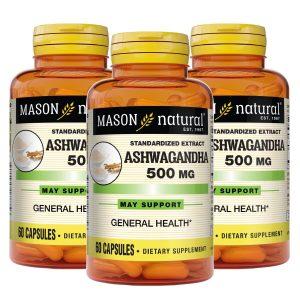 Mason Natural Ashwagandha 500mg Capsules - Herbal Supplement, 60 Capsules