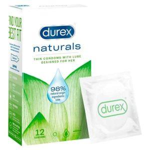 Durex Naturals Condoms - Thin Condoms With Lube, 12 Condoms