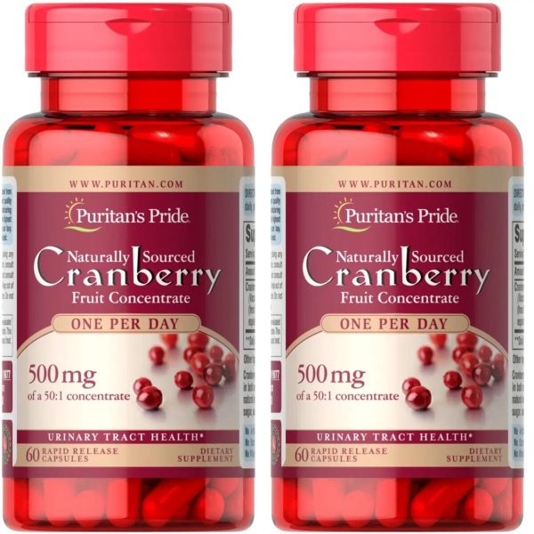 Puritan's Pride Cranberry Fruit Concentrate 500mg, 60 Capsules