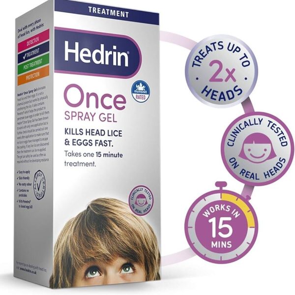 Hedrin Once Spray Gel, Head Lice Treatment, 100ml