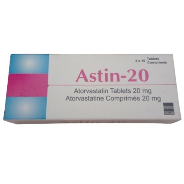 Astin 20 Tablets - Atorvastatin 20mg Tablets, 30 Tablets