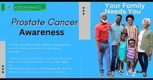 A supportive family gathering around a middle-aged man, highlighting the importance of prostate cancer awareness. The group includes diverse family members, showing concern and encouragement. The image aims to promote early detection and the significance of family support in battling prostate cancer. Text overlay reads "Your Family Needs You - Prostate Cancer Awareness