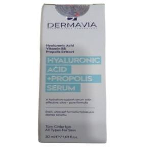 Dermavia Hyaluronic Acid and Propolis Serum, 30ml – Hydrating and nourishing facial serum with hyaluronic acid for deep moisture and propolis for skin repair. Reduces fine lines, boosts elasticity, and promotes a radiant, youthful complexion