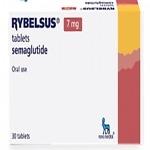 A box of Rybelsus 7mg Tablets (Semaglutide 7mg Tablets) containing 30 tablets. The packaging is primarily white with colored accents indicating the 7mg dosage. The product name "Rybelsus" is prominently displayed, along with dosage strength and other prescribing details. These oral tablets are used for managing type 2 diabetes by helping regulate blood sugar levels.