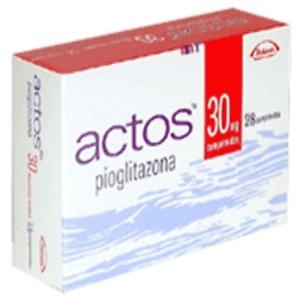 Actos 30mg Tablets – Pack of 28 film-coated tablets containing Pioglitazone 30mg for type 2 diabetes management – blister pack with branded packaging shown.