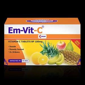 Emvit-C Vitamin C Tablets 100 Tablets vitamin C food supplement formulated to support normal immune system function collagen formation antioxidant protection iron absorption healthy skin and overall wellbeing, original Emvit-C Vitamin C Tablets 100 Tablets available from Asset Pharmacy