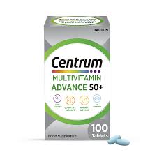 Centrum Advance 50 Plus 30 Tablets complete daily multivitamin and multimineral food supplement specially formulated for adults aged 50 years and over to support immune health heart health brain function eye health bone strength energy release and overall wellbeing, original Centrum Advance 50 Plus available from Asset Pharmacy